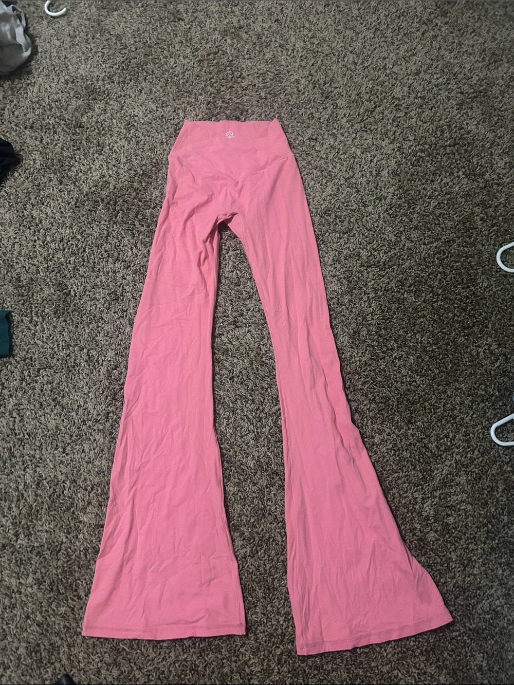 Crossover Waist Pink Flare Leggings
